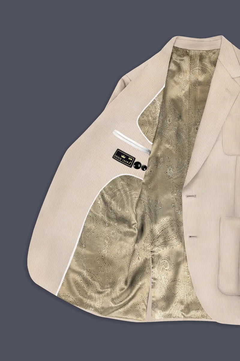 Moonbeam-Moon Mist Cream Textured Corduroy Premium Cotton Single Breasted Sports Suit 5