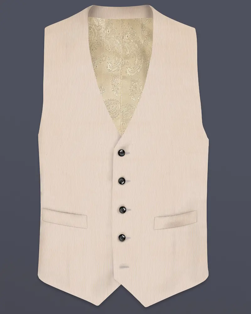 Moonbeam-Moon Mist Cream Textured Corduroy Premium Cotton Waistcoat 1