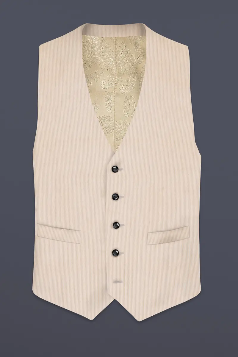 Moonbeam-Moon Mist Cream Textured Corduroy Premium Cotton Waistcoat 2