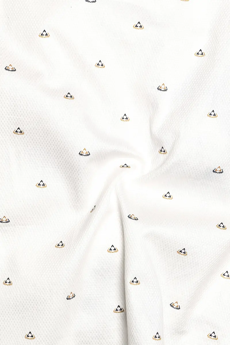 Moonlit Charm-Fantasy Off White Printed Dobby Textured Premium Giza Cotton Dress Shirt 3