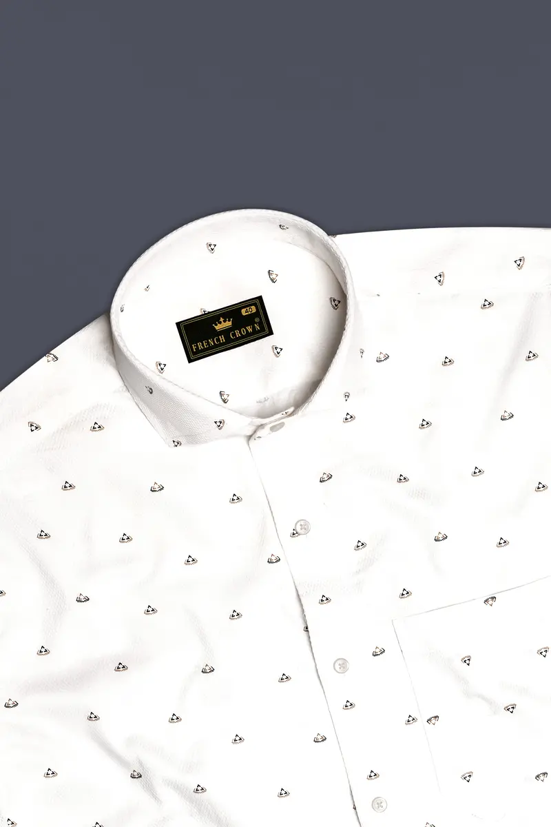 Moonlit Charm-Fantasy Off White Printed Dobby Textured Premium Giza Cotton Dress Shirt 5
