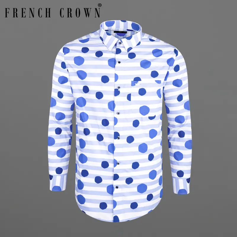 Moonraker With Polka Printed And Striped Premium Cotton Shirt 1