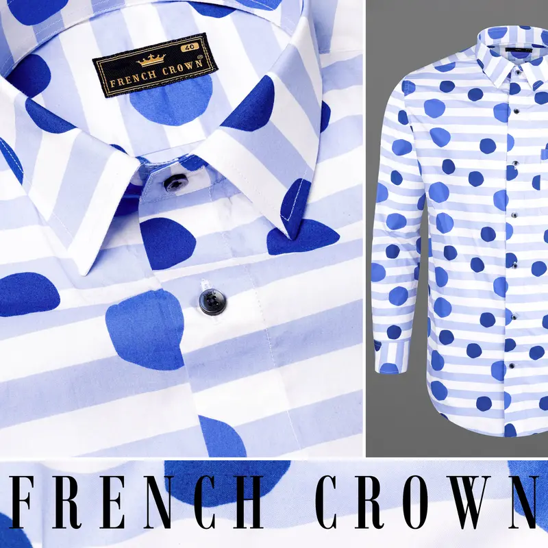 Moonraker With Polka Printed And Striped Premium Cotton Shirt 11