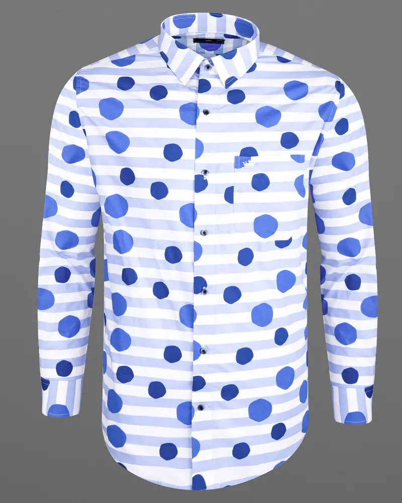 Moonraker With Polka Printed And Striped Premium Cotton Shirt 2