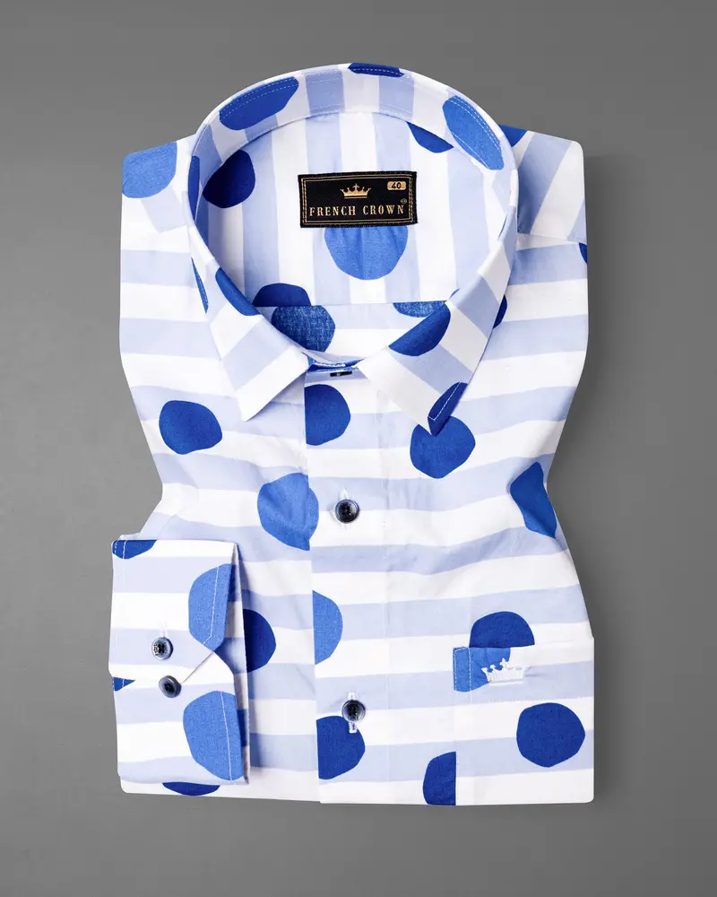Moonraker With Polka Printed And Striped Premium Cotton Shirt 5