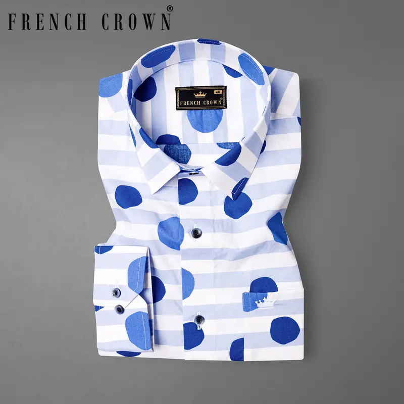 Moonraker With Polka Printed And Striped Premium Cotton Shirt 8