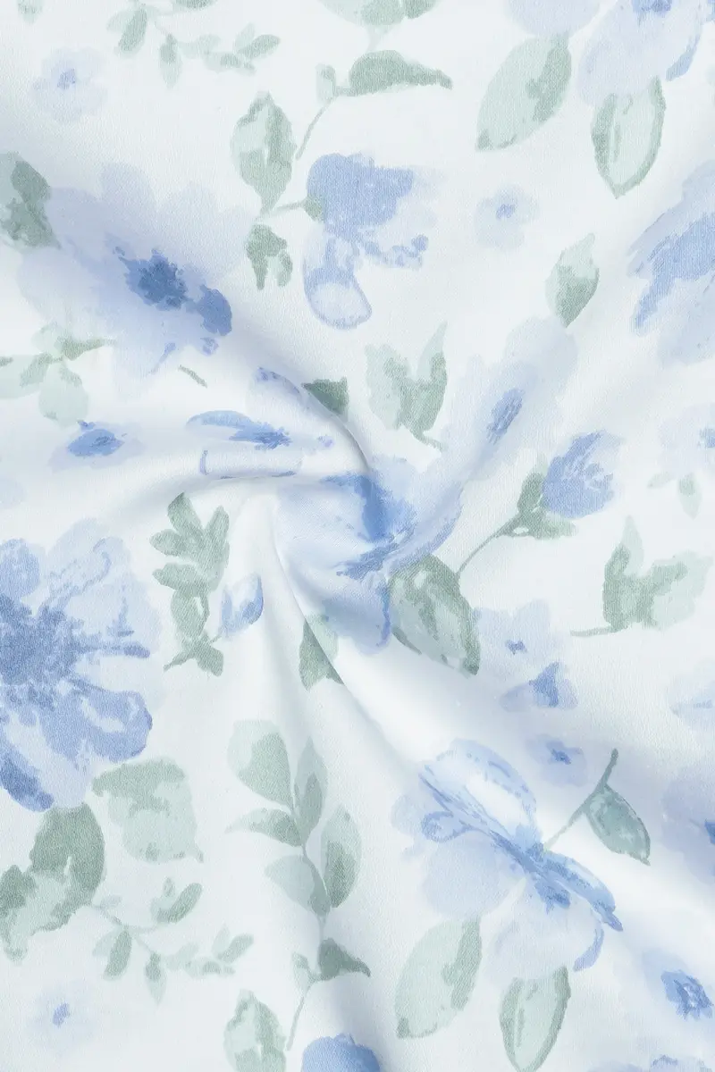 Moonstone Blue And Edward Green Floral Printed Subtle Sheen Super Soft Premium Cotton Shorts 3