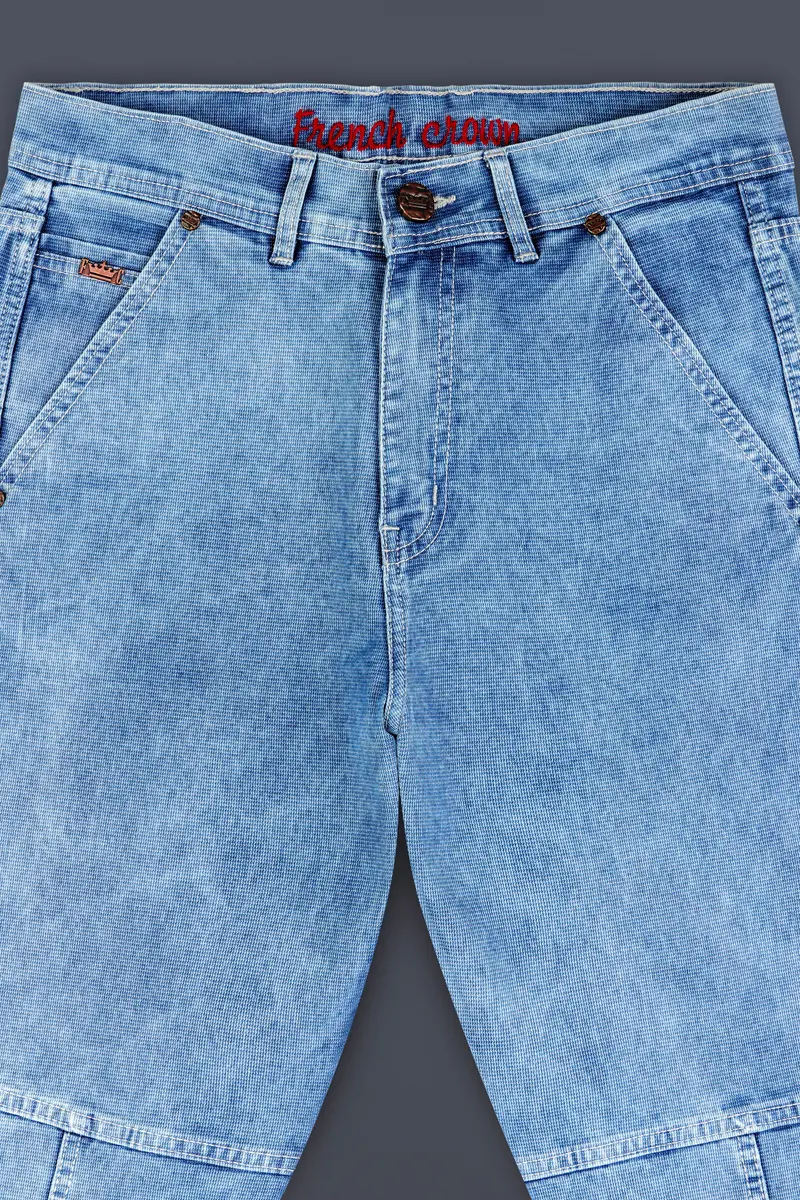 Moonstone Blue Textured Whiskering Wash Stretchable Denim 4