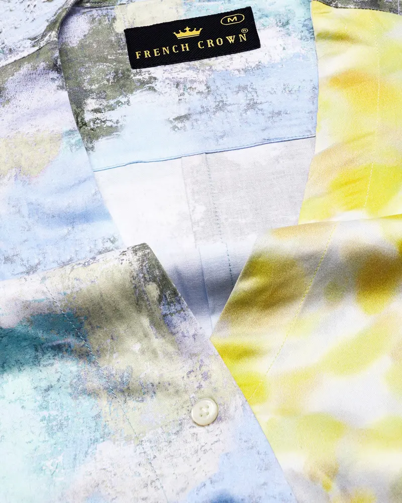 Moonstone Blue With Marble Printed Super Soft Premium Cotton Women’S Shirt 5