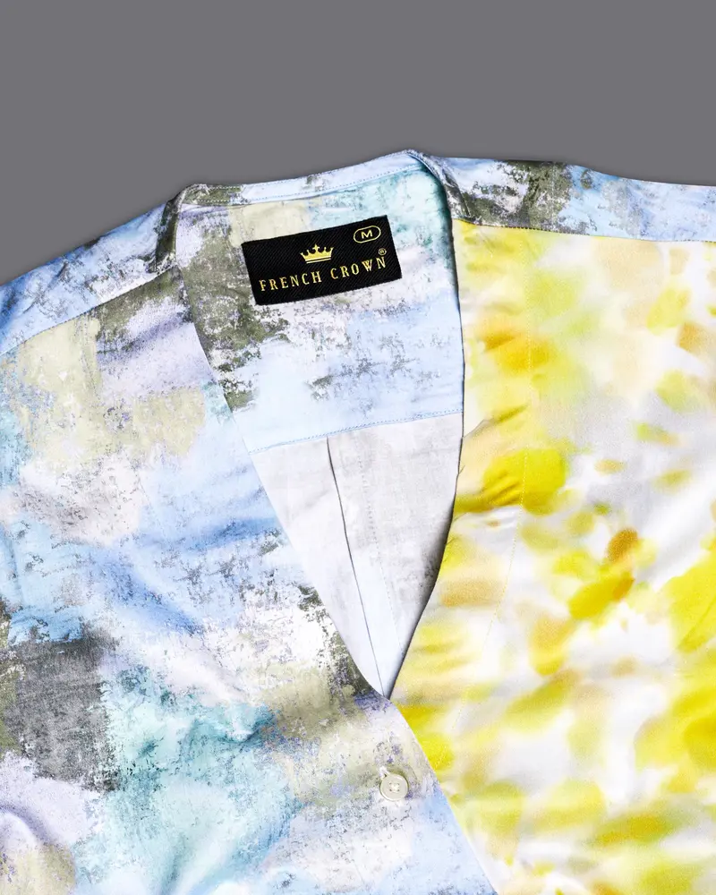 Moonstone Blue With Marble Printed Super Soft Premium Cotton Women’S Shirt 6