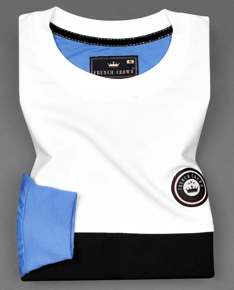 Moonstone Blue With White And Black Block Pattern Sweatshirt 1