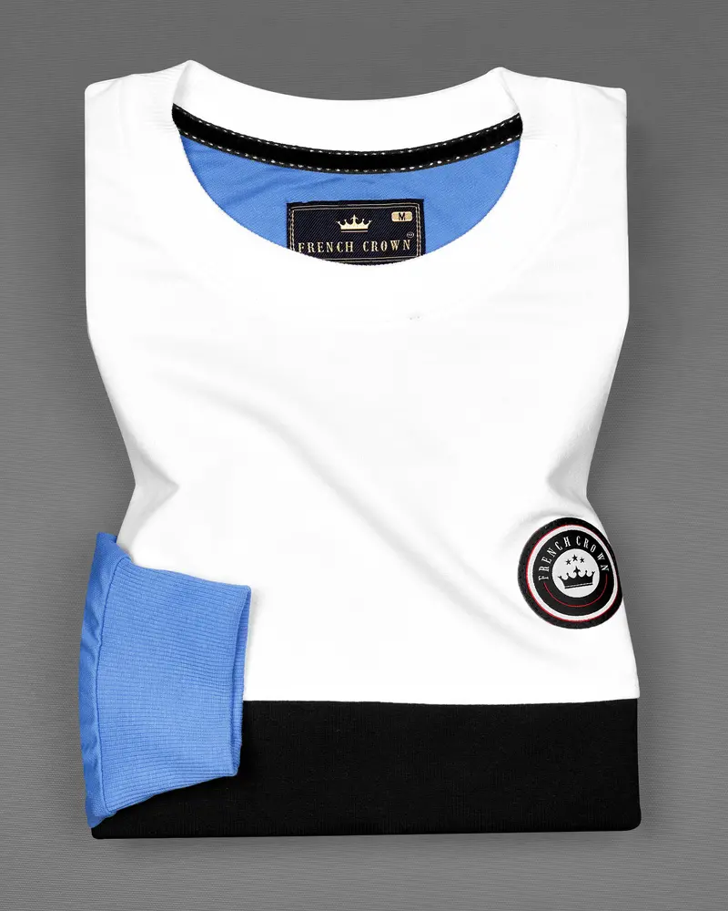 Moonstone Blue With White And Black Block Pattern Sweatshirt 2