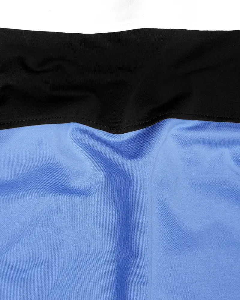 Moonstone Blue With White And Black Block Pattern Sweatshirt 3
