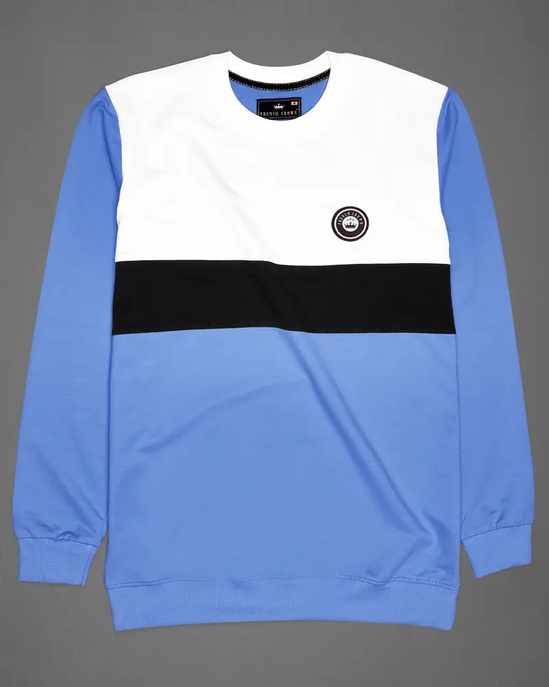 Moonstone Blue With White And Black Block Pattern Sweatshirt 5
