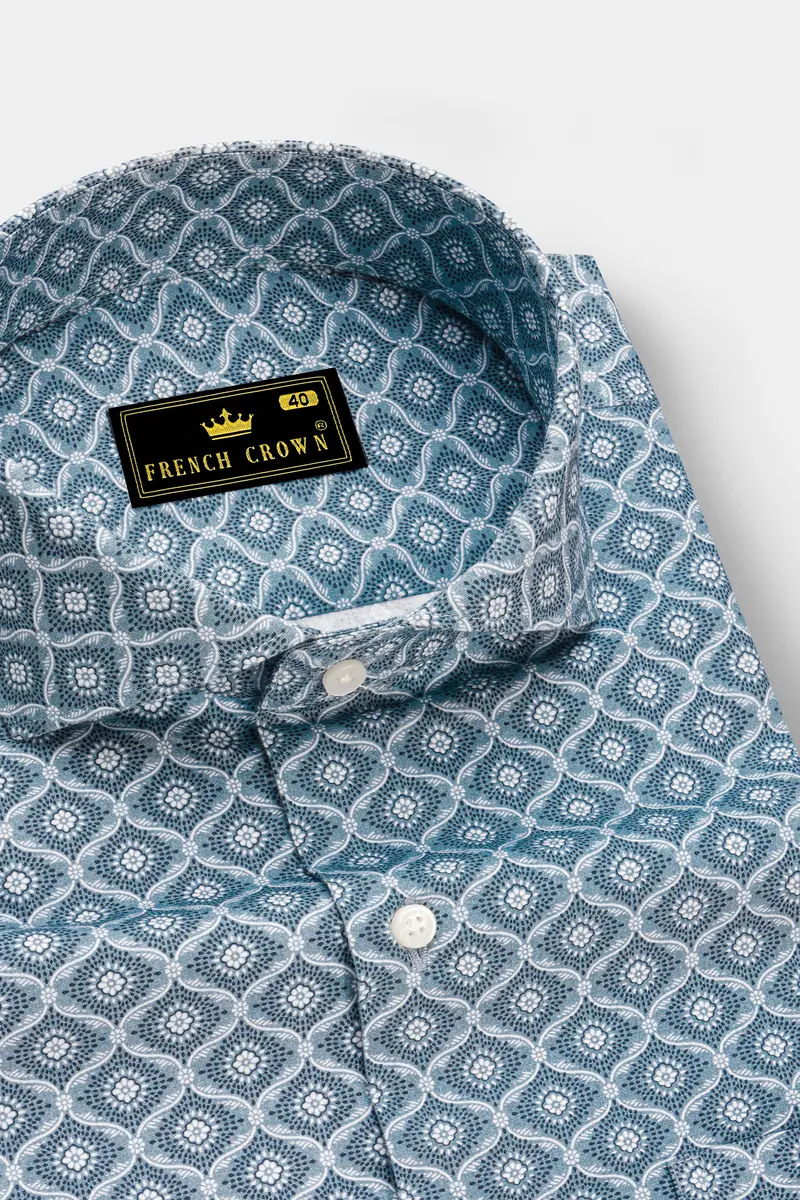 Moonstone Gray And White Printed Premium Cotton Shirt 2