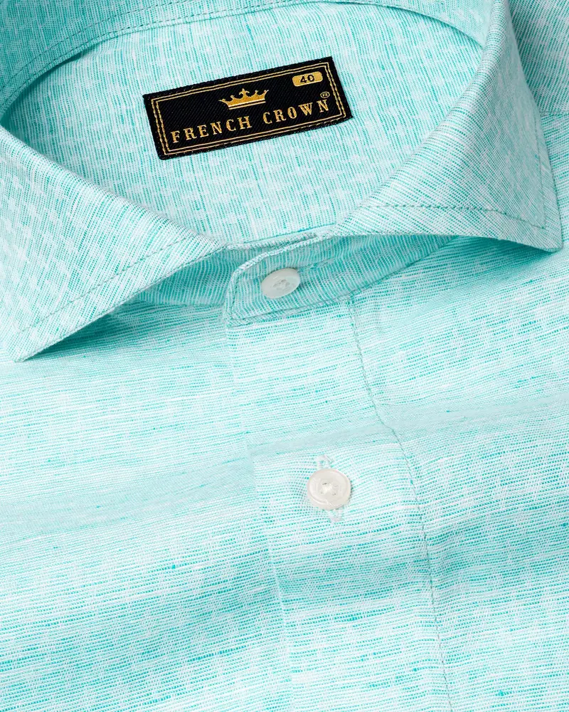 Morning Glory Blue Chambray Textured Premium Cotton Shirt 1
