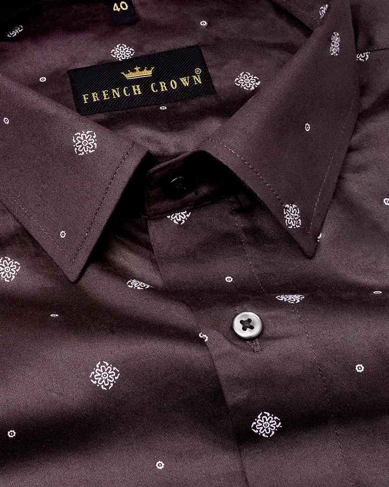 Mortar Brown Printed Super Soft Premium Cotton Shirt 1