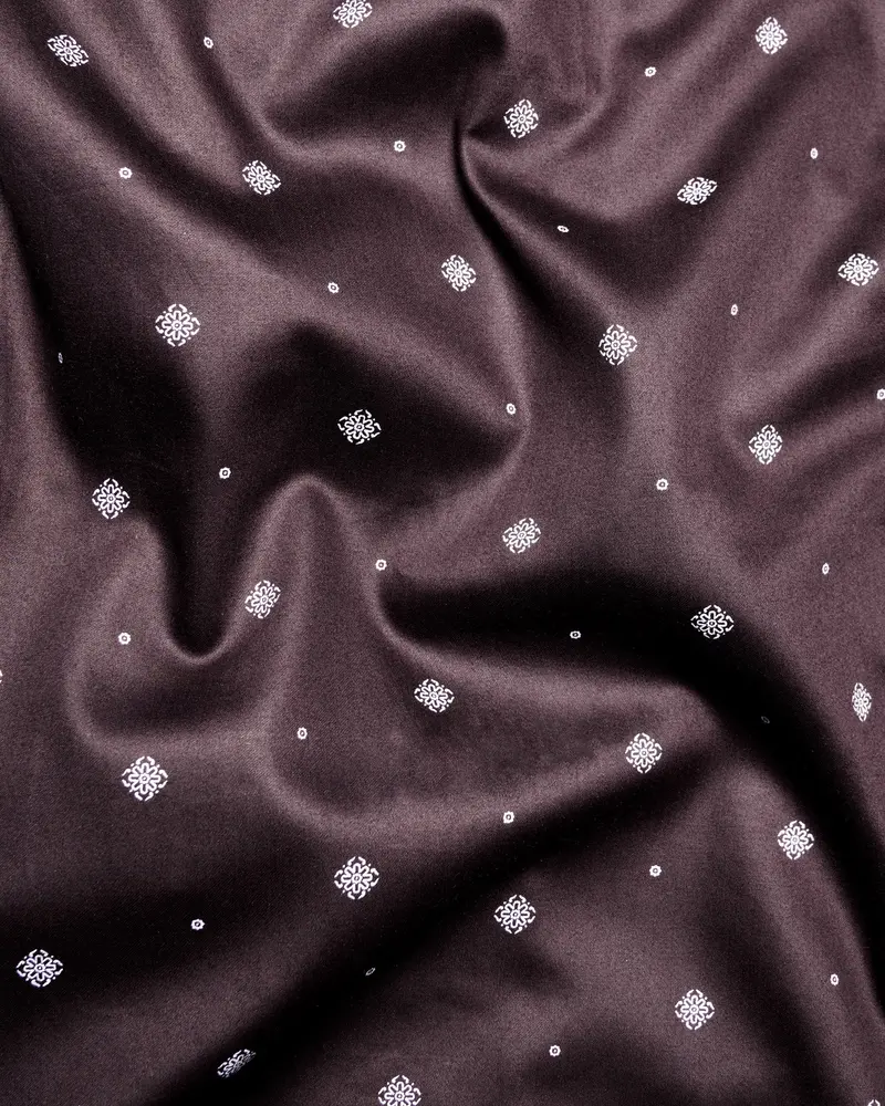Mortar Brown Printed Super Soft Premium Cotton Shirt 2