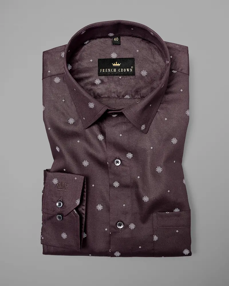 Mortar Brown Printed Super Soft Premium Cotton Shirt 3