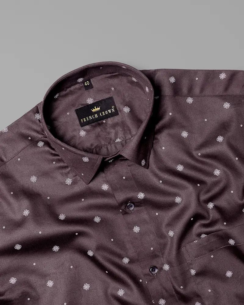 Mortar Brown Printed Super Soft Premium Cotton Shirt 4