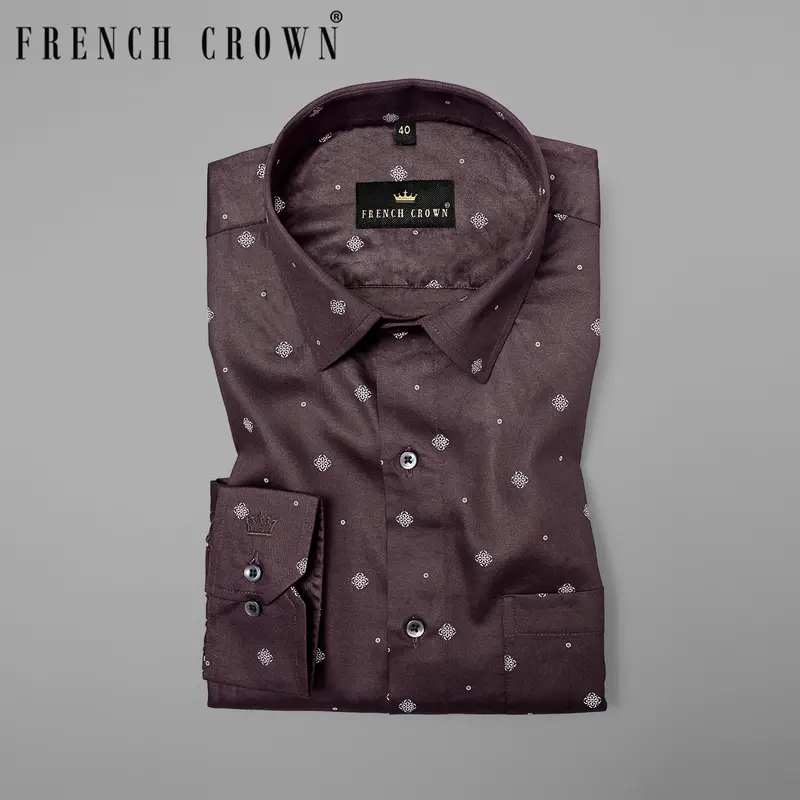 Mortar Brown Printed Super Soft Premium Cotton Shirt 9