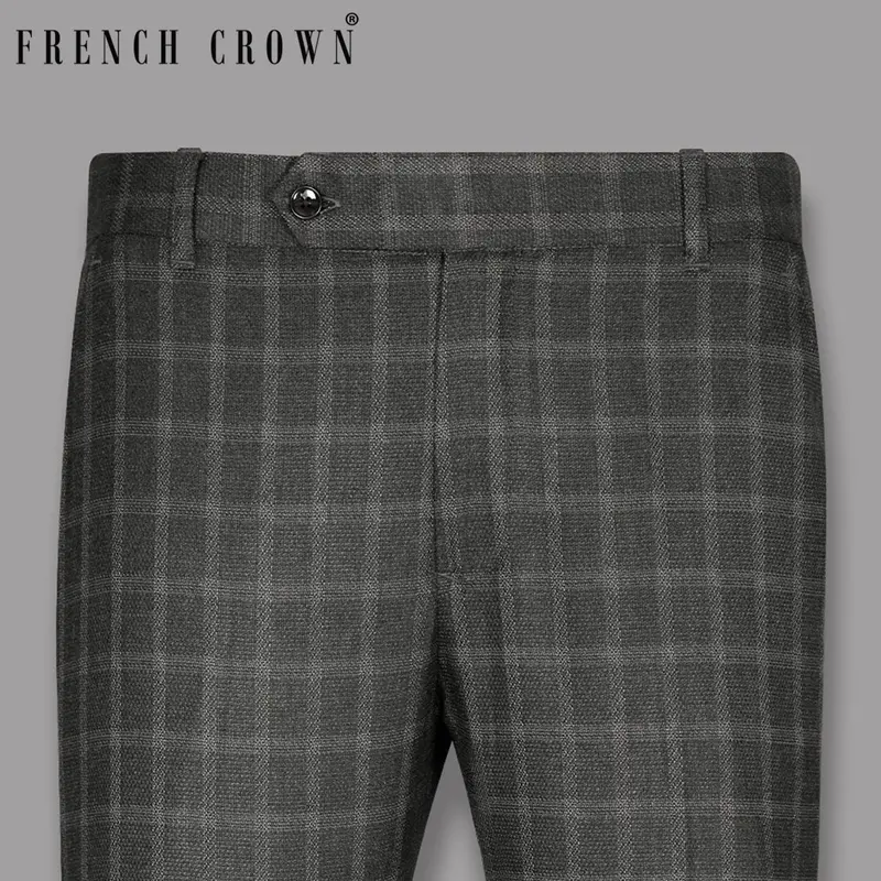 Mortar Grey Tonal Windowpane Pant 1