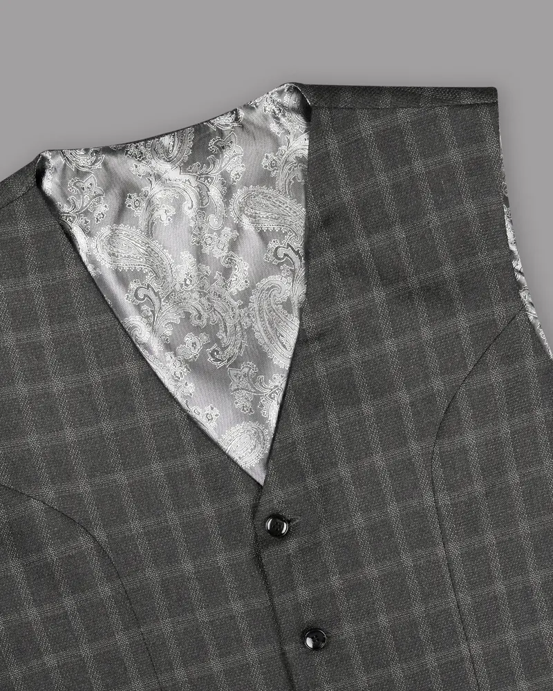 Mortar Grey Tonal Windowpane Waistcoat 4