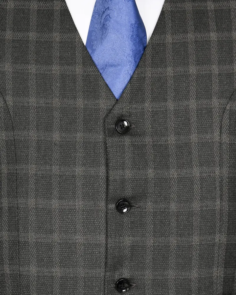 Mortar Grey Tonal Windowpane Waistcoat 5