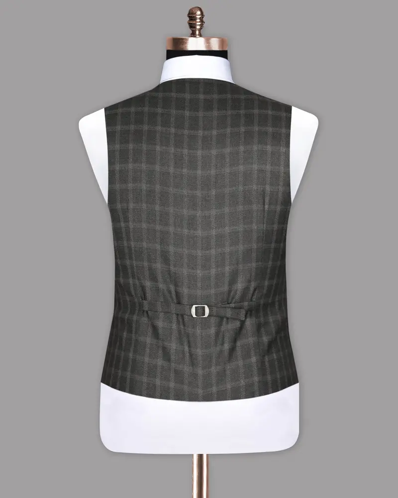 Mortar Grey Tonal Windowpane Waistcoat 6