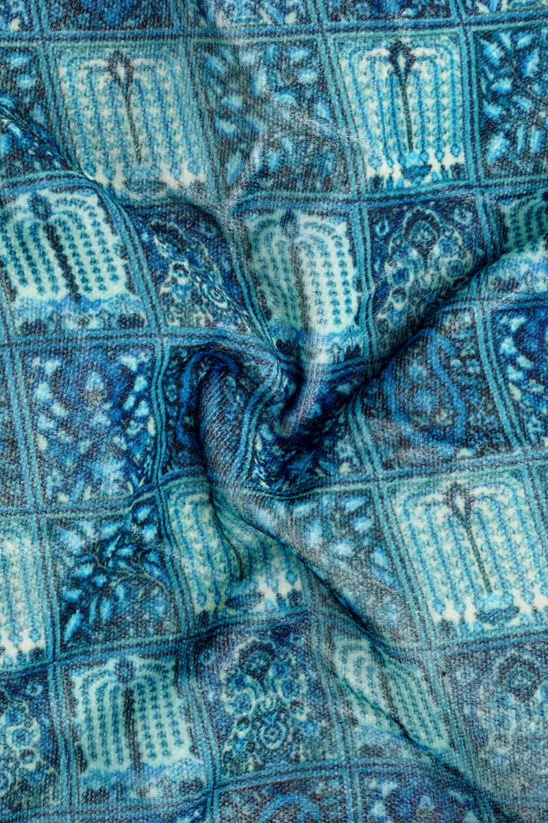Mosaivoro-Caribbean Blue Geometric Mosaic Printed Velvet Single Breasted Suit 3
