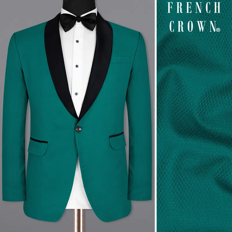 Mosque Green Wool Rich Tuxedo Blazer 1