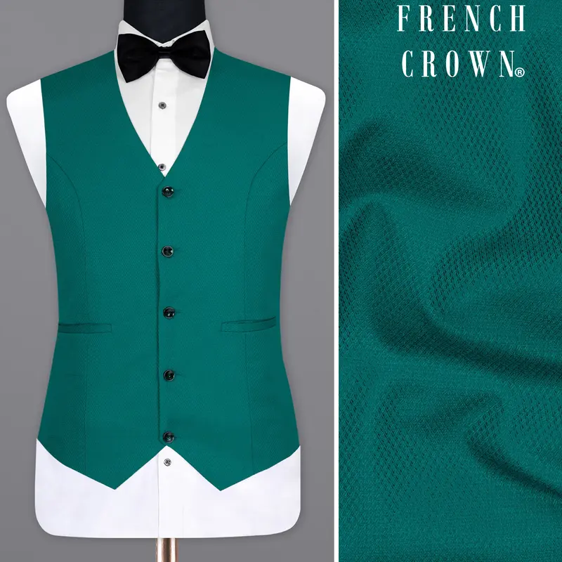 Mosque Green Wool Rich Waistcoat 1