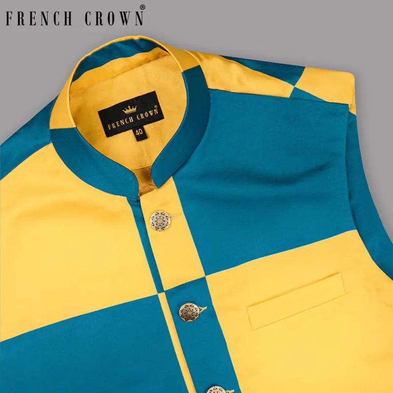 Mosque-Saffron Mango Super Soft Designer Nehru Jacket 1