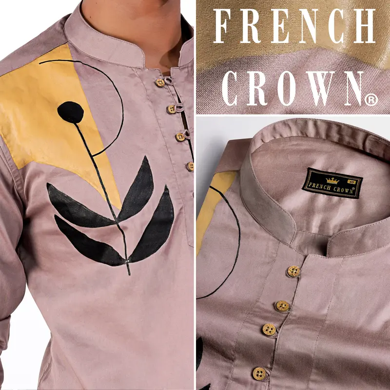 Mountain Lavender Hand Painted Super Soft Premium Cotton Designer Kurta Shirt 1