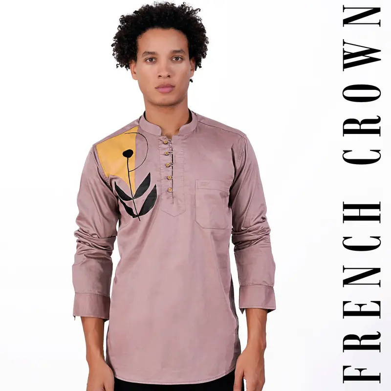 Mountain Lavender Hand Painted Super Soft Premium Cotton Designer Kurta Shirt 9