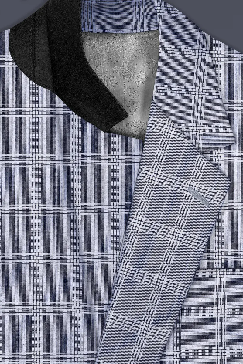 Mountain Mist Blue Plaid Wool Rich Single Breasted Sports Blazer 4