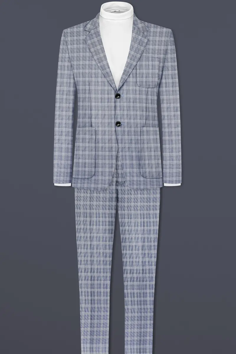 Mountain Mist Blue Plaid Wool Rich Single Breasted Sports Blazer 9