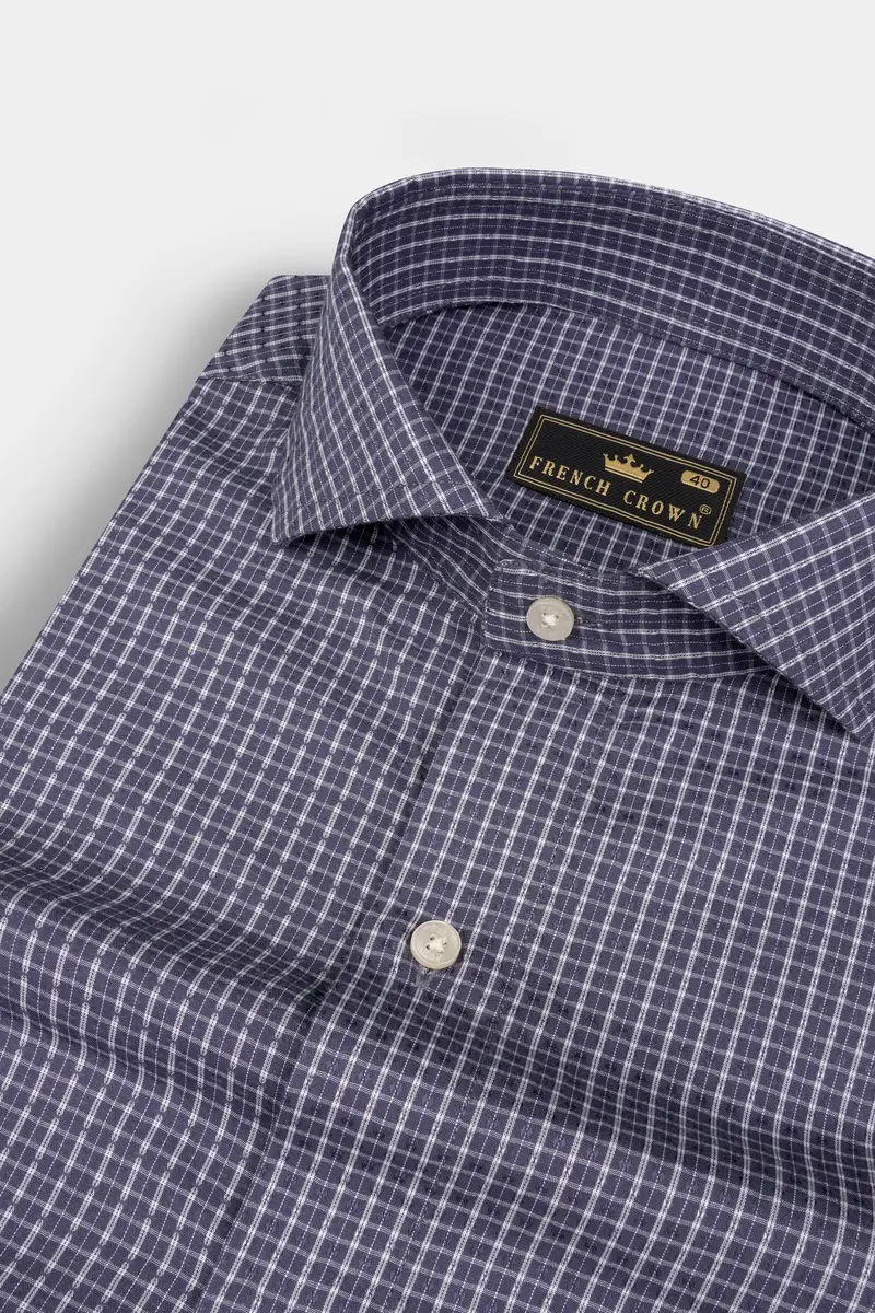 Mountain Mist Checkered Dobby Textured Premium Giza Cotton Shirt 1