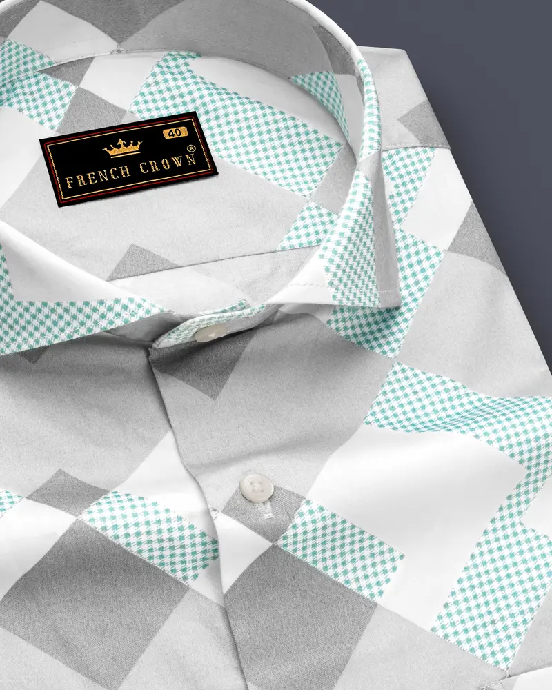 Mountain Mist Gray And White Printed Super Soft Premium Cotton Shirt 1
