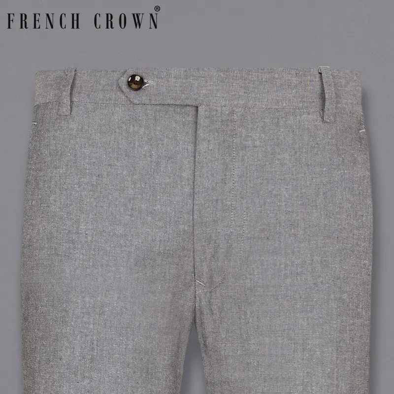 Mountain Mist Grey Luxurious Linen Pant 1
