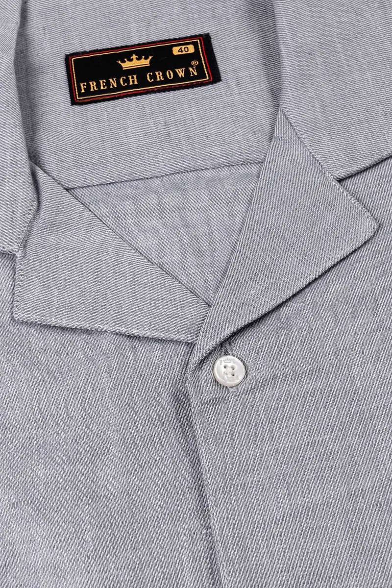 Mountain Mist Grey Luxurious Linen Shirt 4
