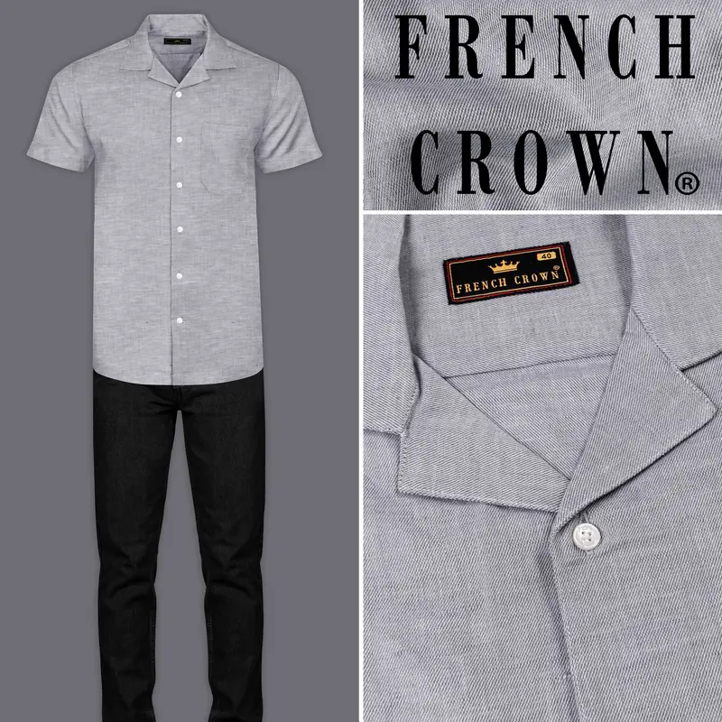 Mountain Mist Grey Luxurious Linen Shirt 8