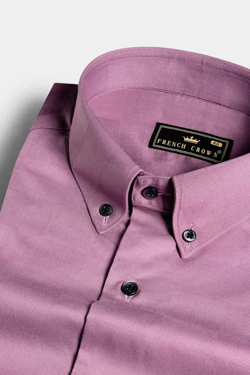 Mountbatten Lavender Dobby Textured Premium Giza Cotton Stretchable Shirt 1