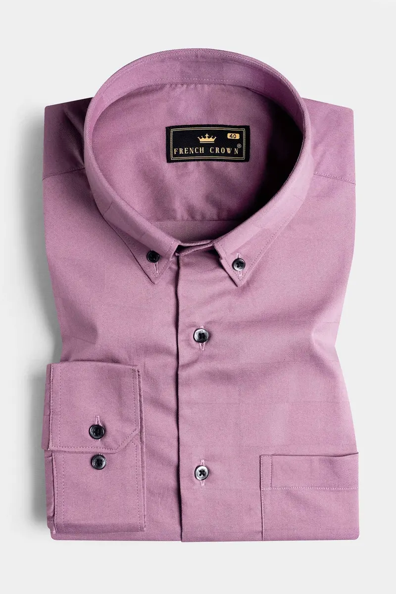 Mountbatten Lavender Dobby Textured Premium Giza Cotton Stretchable Shirt 3