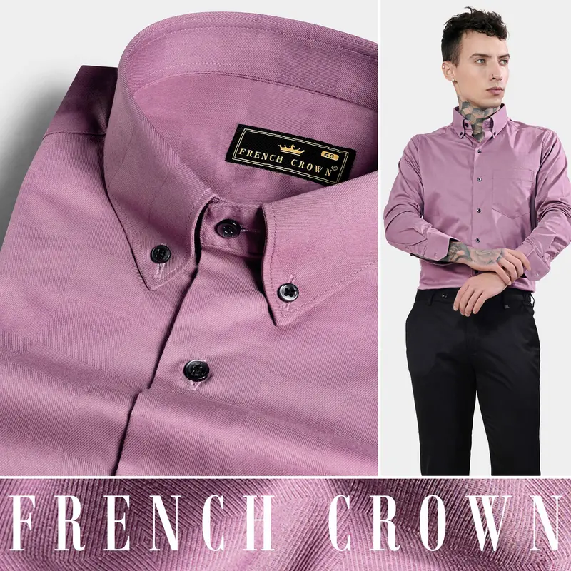 Mountbatten Lavender Dobby Textured Premium Giza Cotton Stretchable Shirt 4