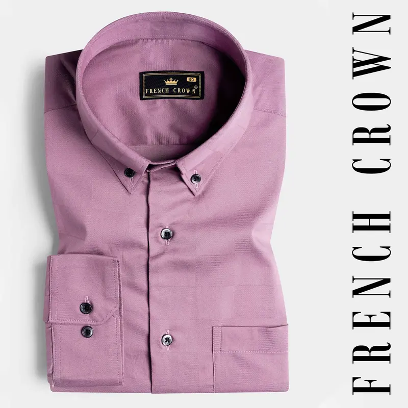 Mountbatten Lavender Dobby Textured Premium Giza Cotton Stretchable Shirt 6