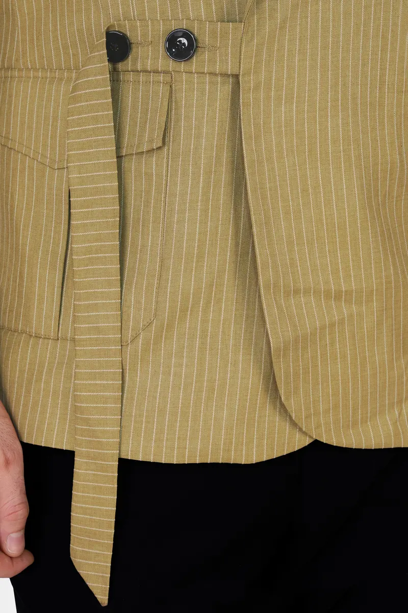 Muddy Brown Striped Wool Rich Designer Blazer 7