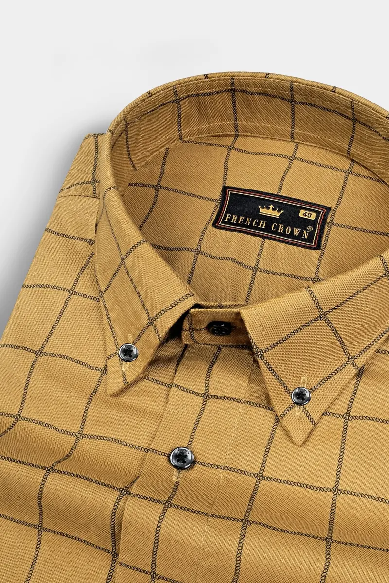 Muesli Brown Windowpane Royal Oxford Shirt 1