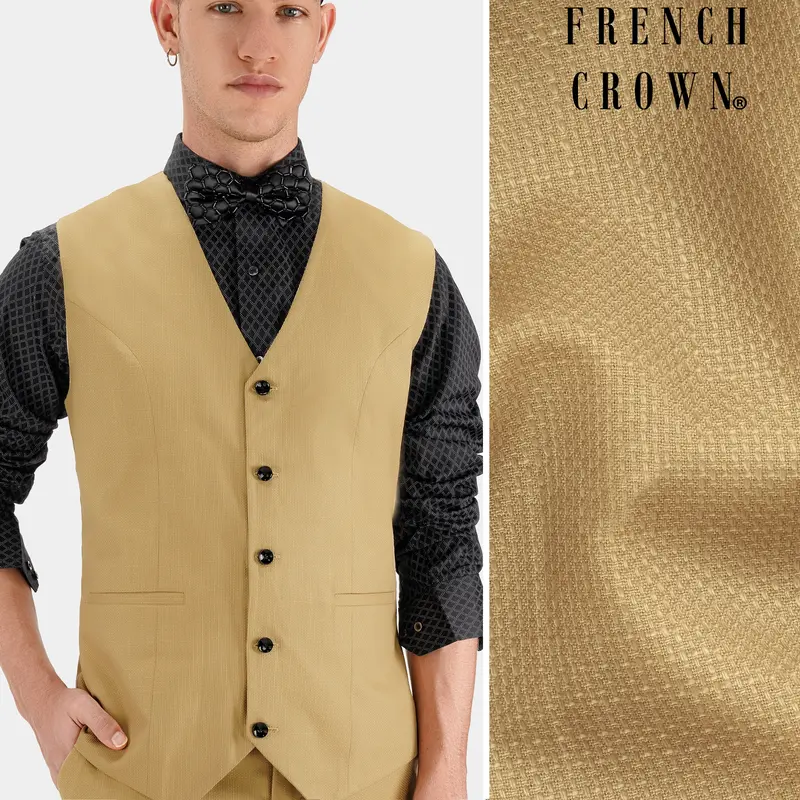Muesli Brown Wool Rich Waistcoat 1