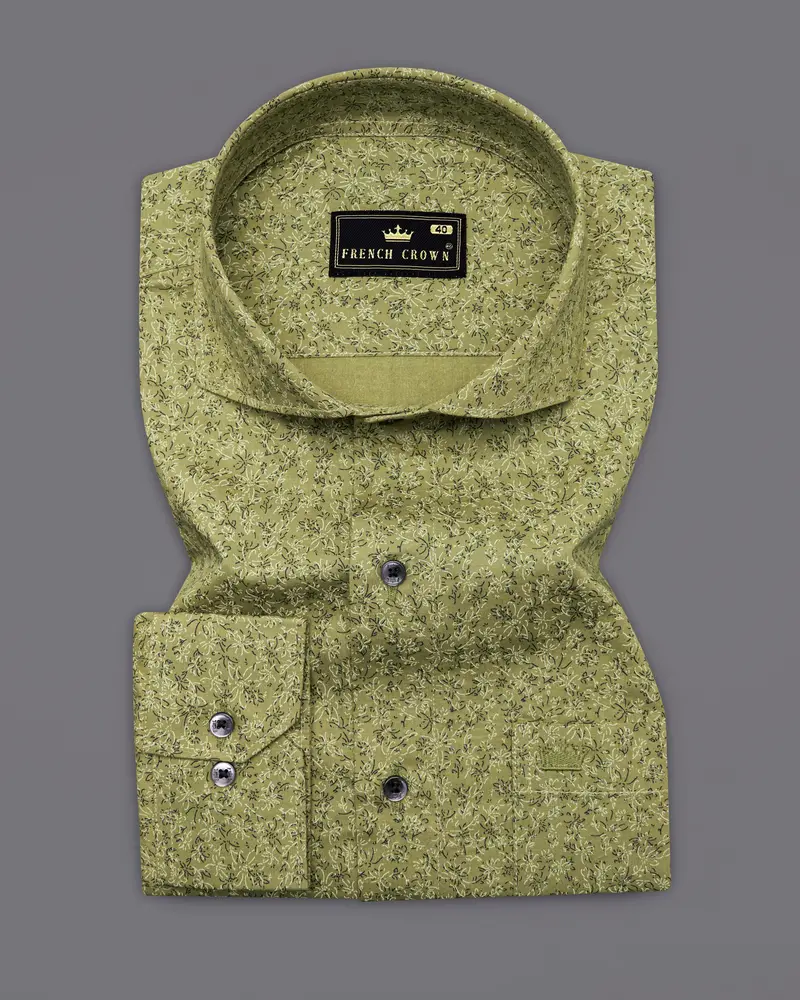 Muesli Green Ditsy Printed Premium Cotton Shirt 3